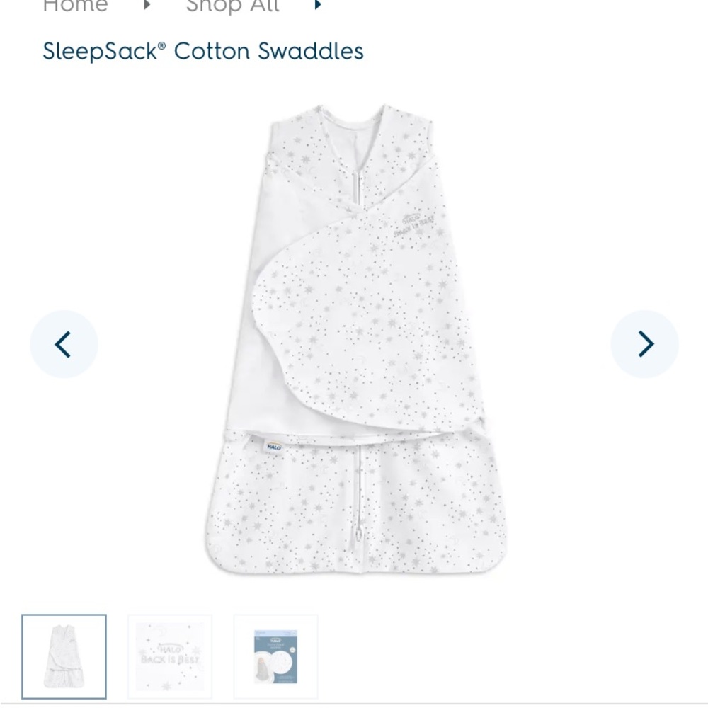 Halo Sleep Sack Swaddle with easy velcro closure and bottom-up zip function